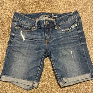 American Eagle Outfitters Distressed Blue Denim Jean Shorts